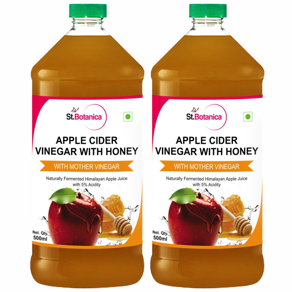 St.Botanica Apple Cider Vinegar With Honey - Natural With Goodness of Mother of Vinegar - 500ml x 2