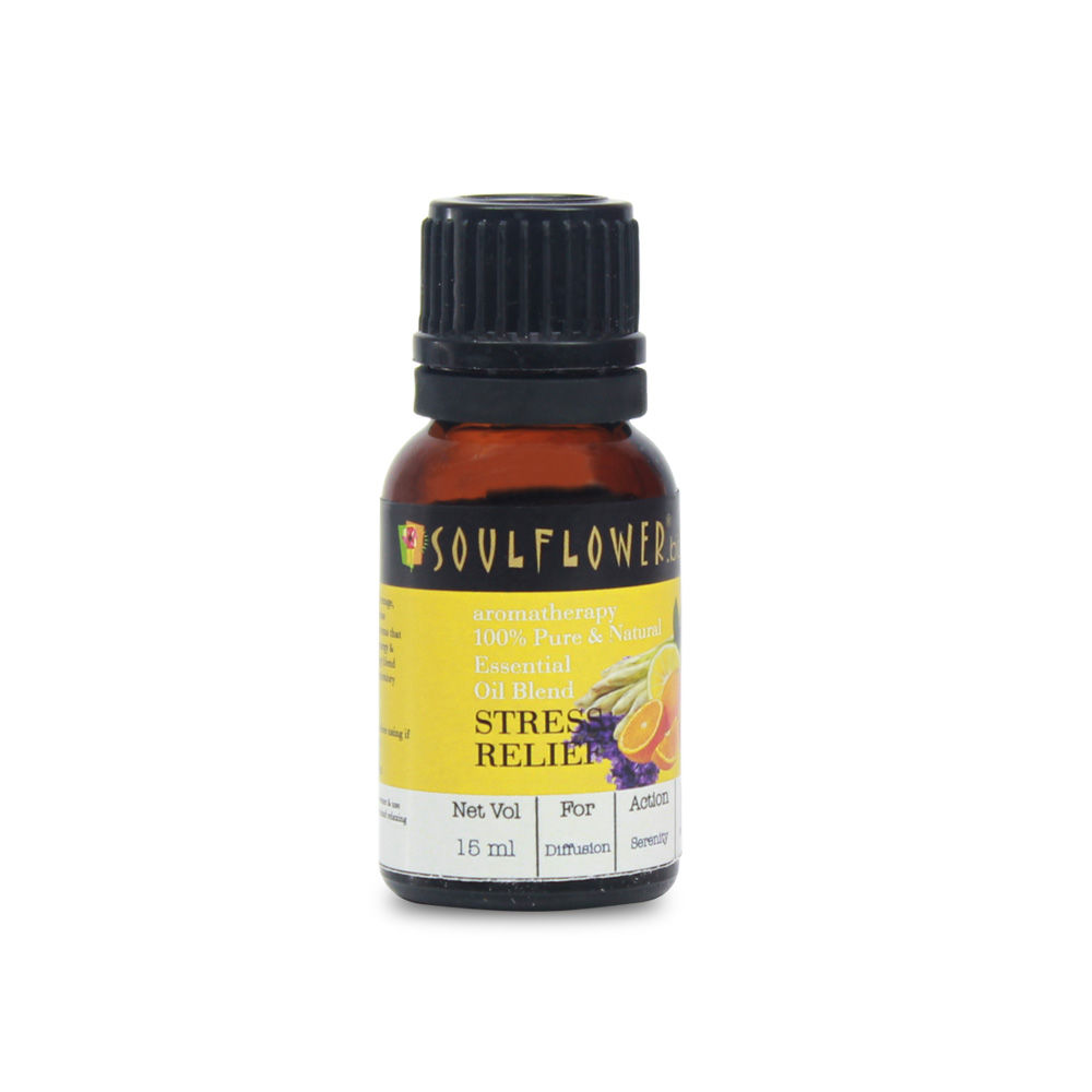Soulflower Stress Relief Essential Oil Blend, uplifts mind, Promotes energy, removes tiredness