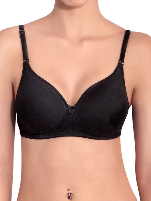 Buy Floret Pack of 2 Solid Non-Wired Heavily Padded Push-Up Bra - Black  Online