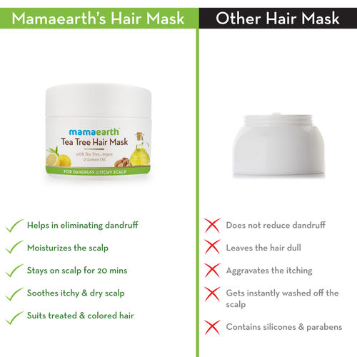 Mamaearth For Dandruff & Itchy Scalp Tea Tree Hair Mask With Tea Tree,  Argan & Lemon Oil: Buy Mamaearth For Dandruff & Itchy Scalp Tea Tree Hair  Mask With Tea Tree, Argan