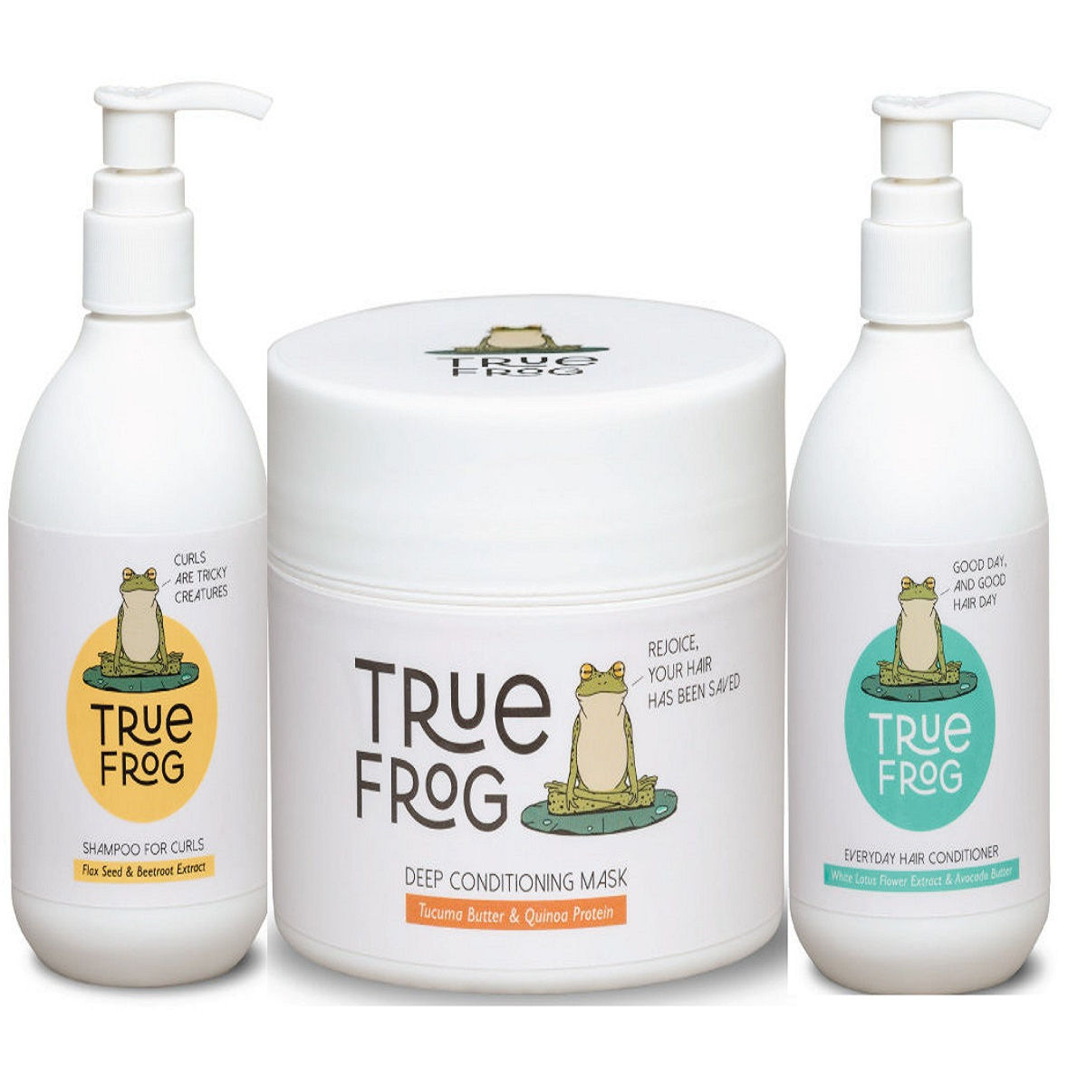 True Frog Shampoo For Curls + True Frog Everyday Hair Conditioner + True Frog Deep Conditioning Mask
