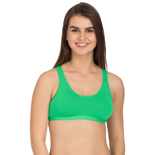 Tweens Green, Red Racer-Back Wirefree Sports Bra - Pack Of 2 (34B)