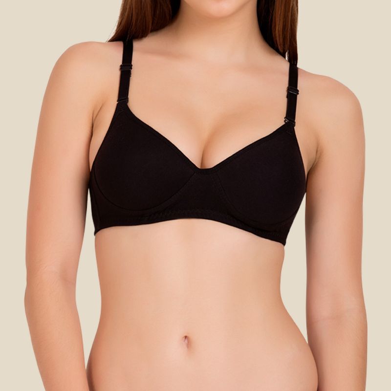 Tweens Skin And Black Full Coverage Padded TShirt Bra Pack of 2 (32C