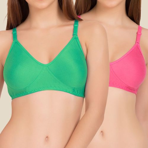 Buy Tweens Green And Dark Pink Full Coverage Non Padded T-Shirt Bra - Pack  Of 2 (36D) Online