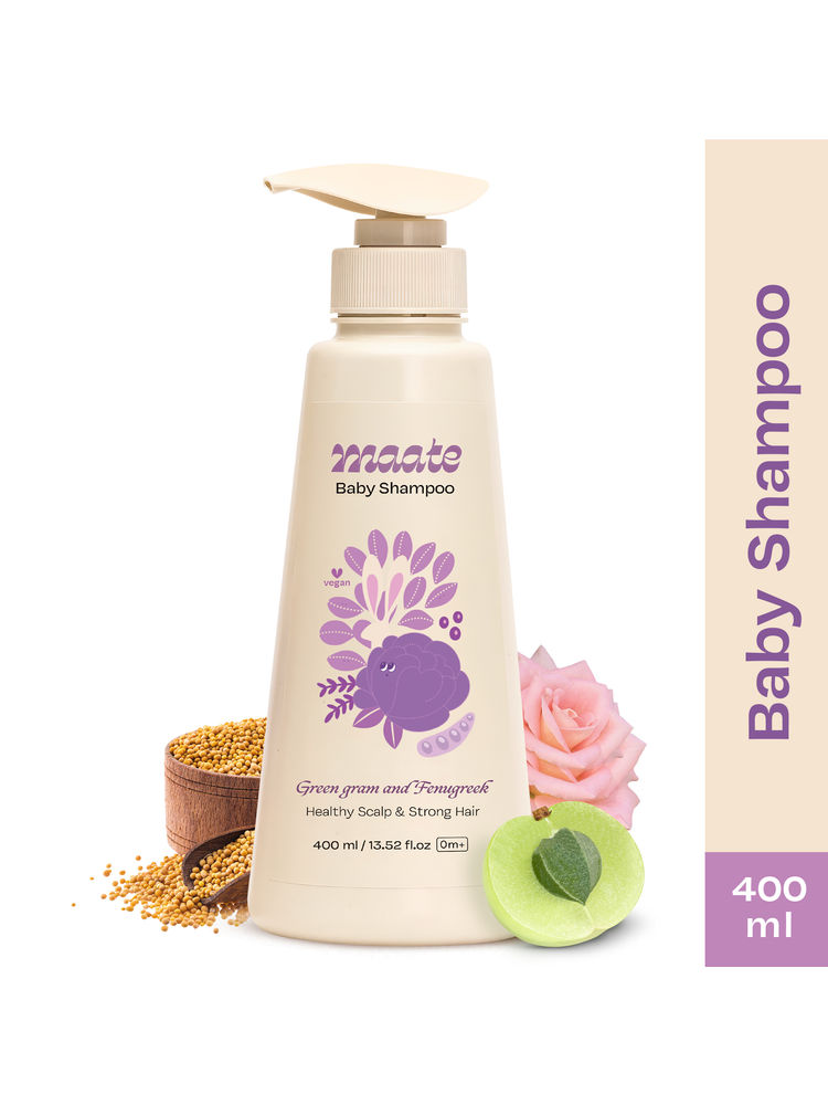 Maate Baby Shampoo from Green Gram & Fenugrek Extracts , Soap Free & Tear Free Natural Cleanser