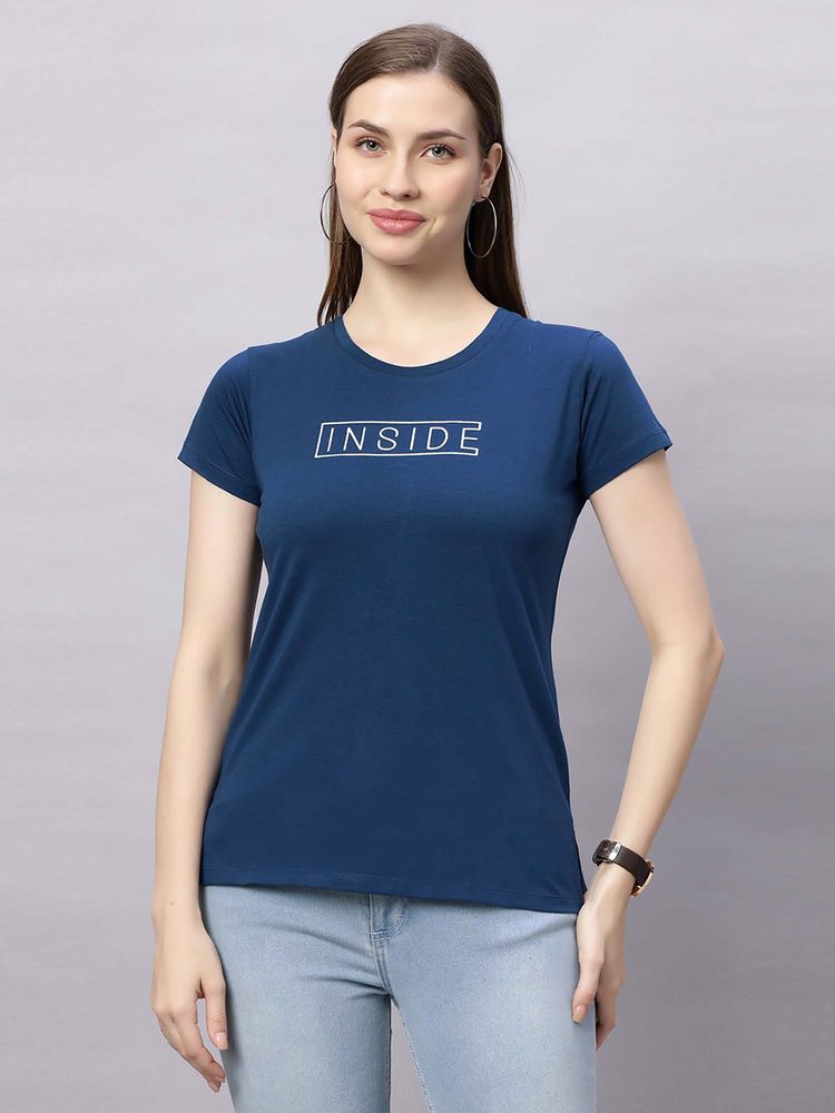 Quira Women Printed Regular Fit Blue T-Shirt-picture-20