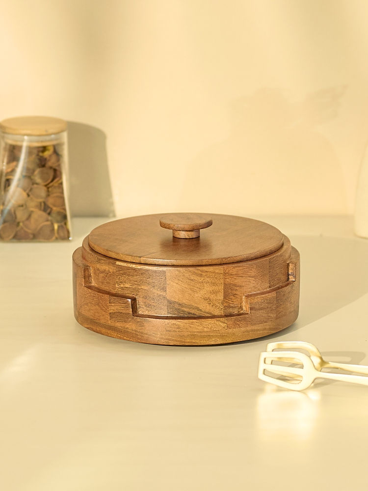 Brick Brown Brown Mosaic Wood Roti Box Casserole-image-44