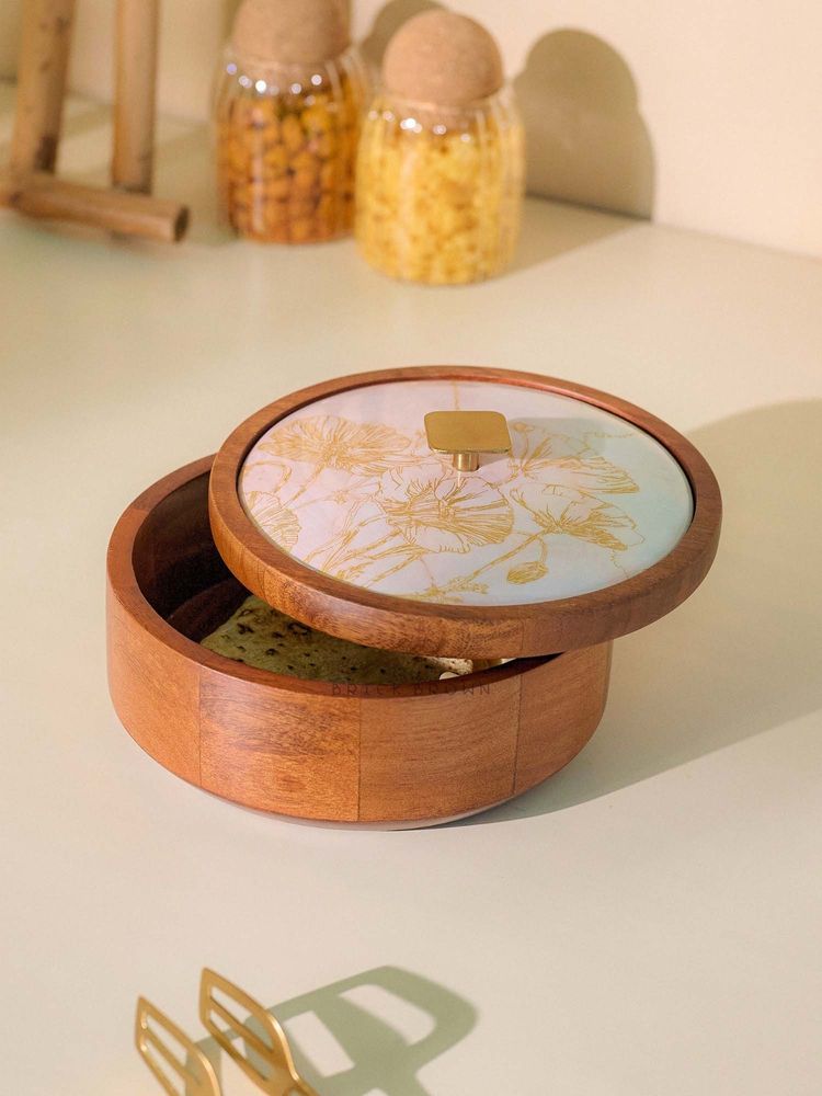 Brick Brown Brown Noor Wood Roti Box Casserole-image-45