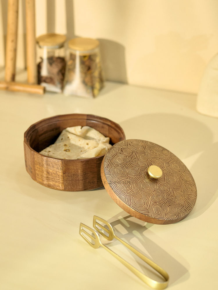 Brick Brown Brown Anant Wood Roti Box Casserole-picture-12