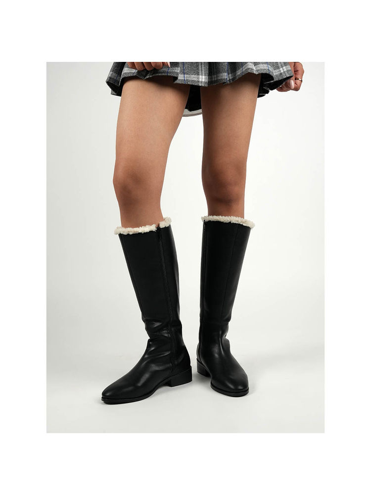 Theater Women Huskies Black Block Heel Winter Boots-picture-11
