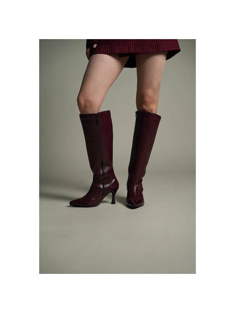 Theater Women Sabrina Burgundy Block Heel Winter Boots-picture-11
