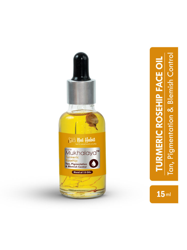 Nat Habit Pure Turmeric Rosehip Face Oil For Gua Sha, Tan Pigmentation & Blemish Control Mukhalaya-picture-19