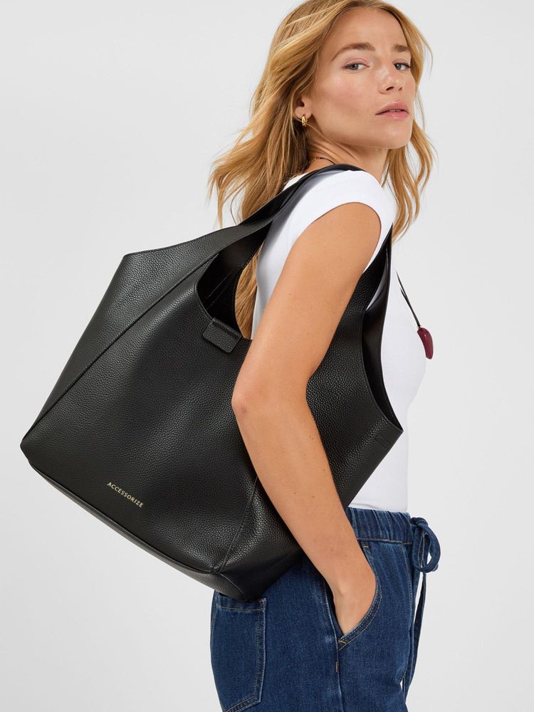 Accessorize London Womens Faux Leather Shoulder Bag - Black-image-29