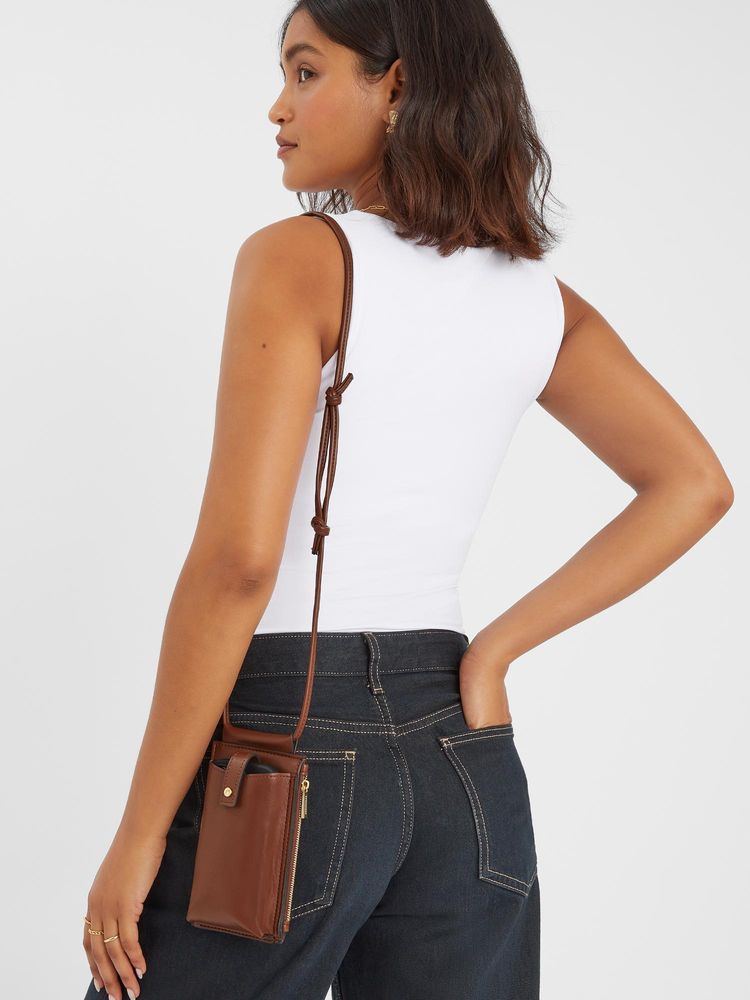 Accessorize London Womens Tab Pocket Mobile Pouch - Brown-image-43