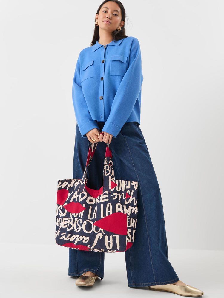 Accessorize London Womens Bisou Lips Tote Bag - Navy Blue-image-44