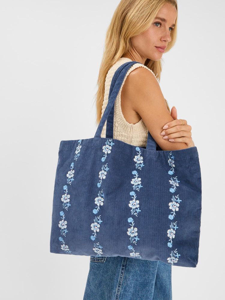 Accessorize London Womens Floral Embroidered Cord Shopper Tote Bag - Blue-picture-17