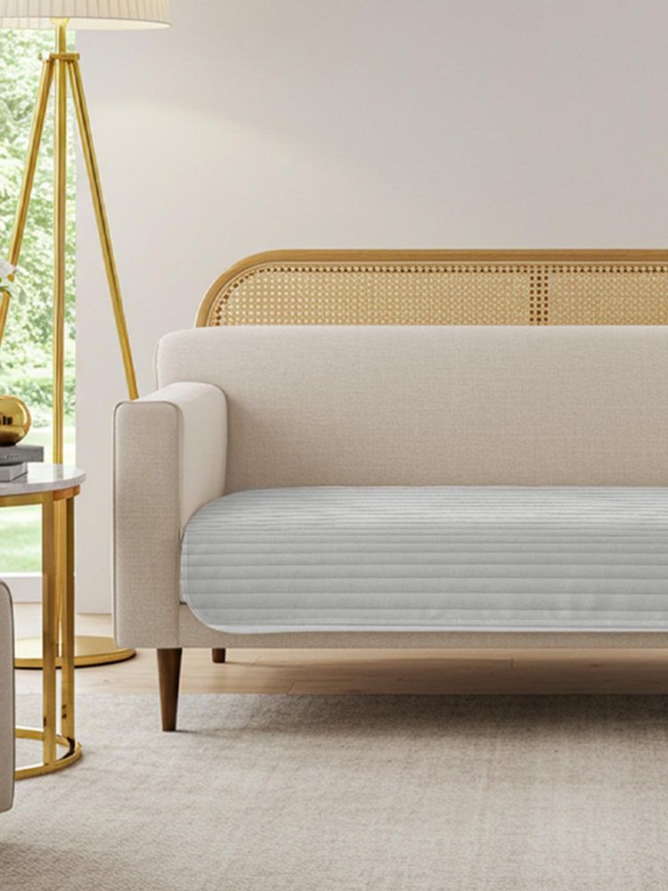 Urban Space Light Grey Quilted Velvet Sofa Cover-image-49