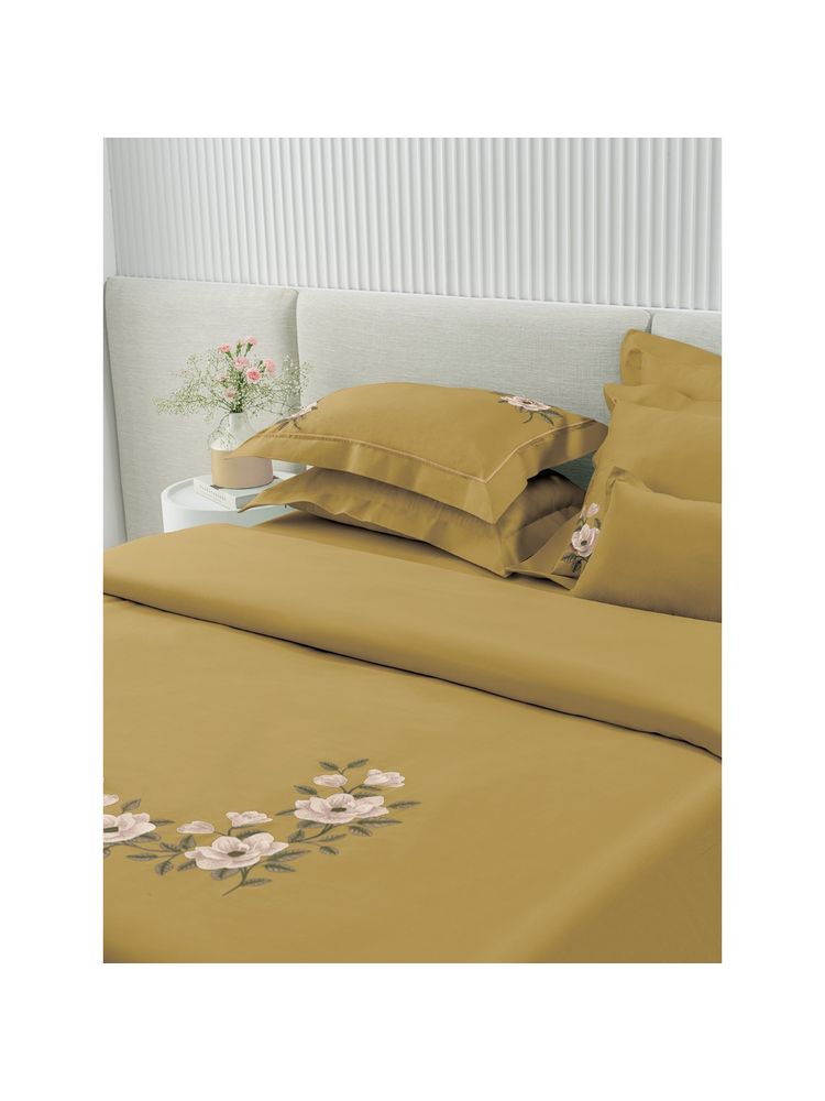 Ddecor Live Beautiful 210 TC Cotton Embroidered Bed Sheet Set-P0022-FLORENCE-SUNFLOWER (King)-image-37