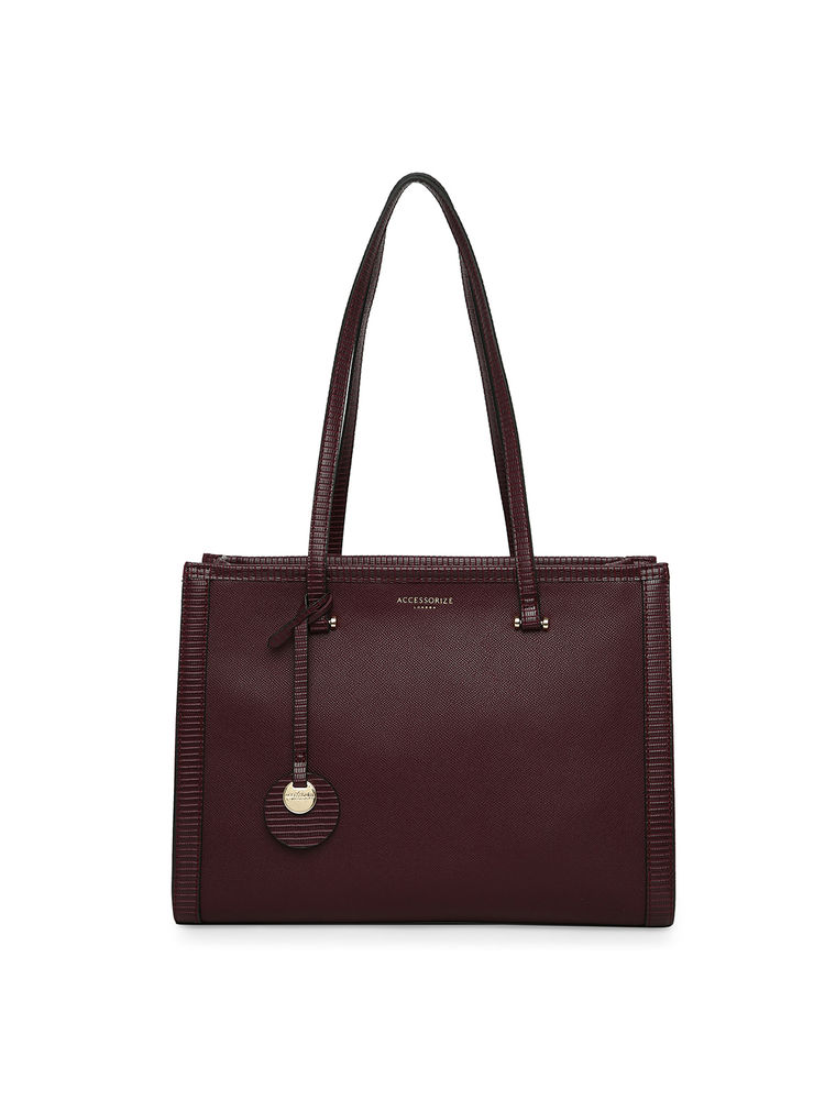 Accessorize London Womens Faux Leather Wine Rosie Book Tote