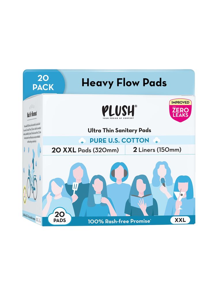 Plush Sanitary Pads 100% Cotton Rash-Free - 20XXL + 2 Free Liners-picture-3