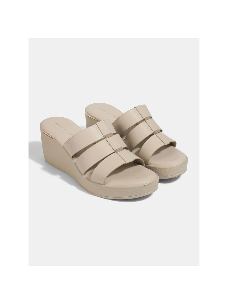 Lemon & Pepper Women Ivory Casual Slide Wedges-image-36