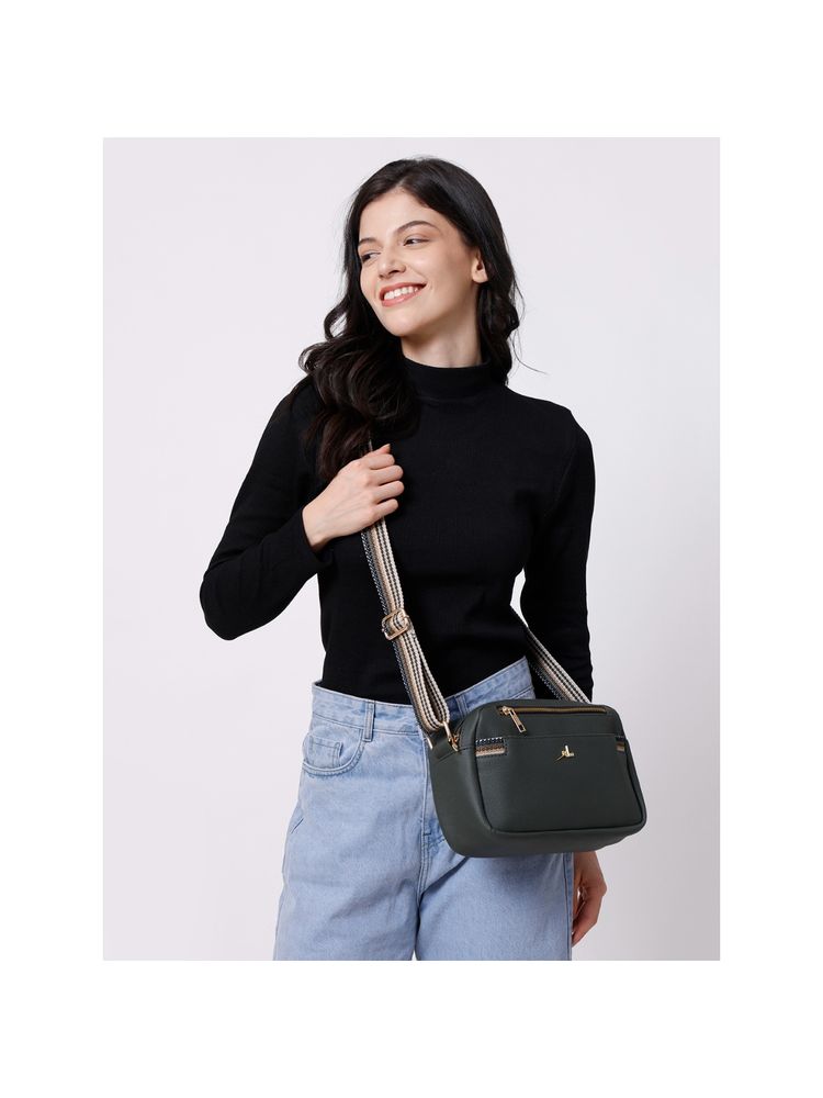 Yelloe Green Multicompartment Sling Bag for Women-picture-11