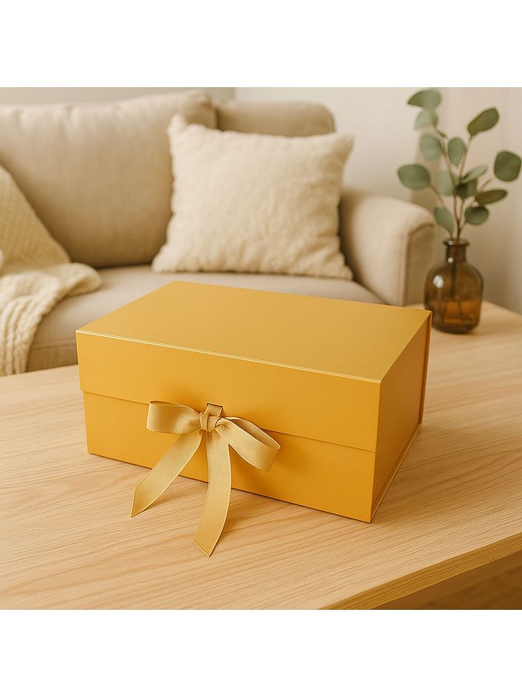 Awestuffs Gold Gift Box Elegant Folding Gift Boxes with Ribbon-picture-22