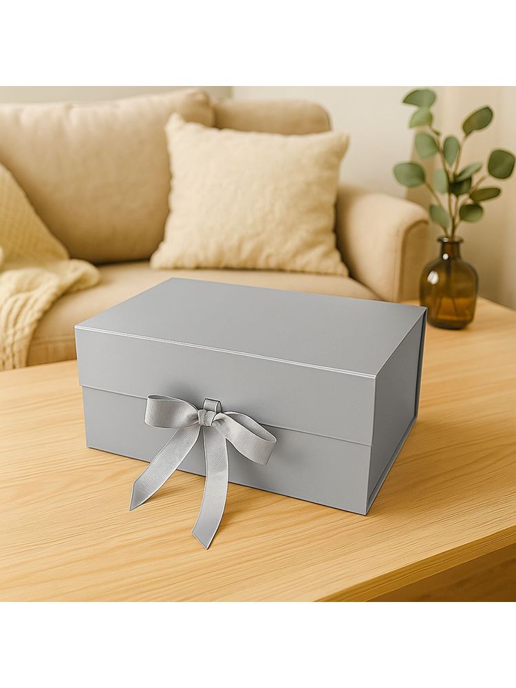 Awestuffs Silver Gift Box Elegant Folding Gift Boxes with Ribbon-image-31