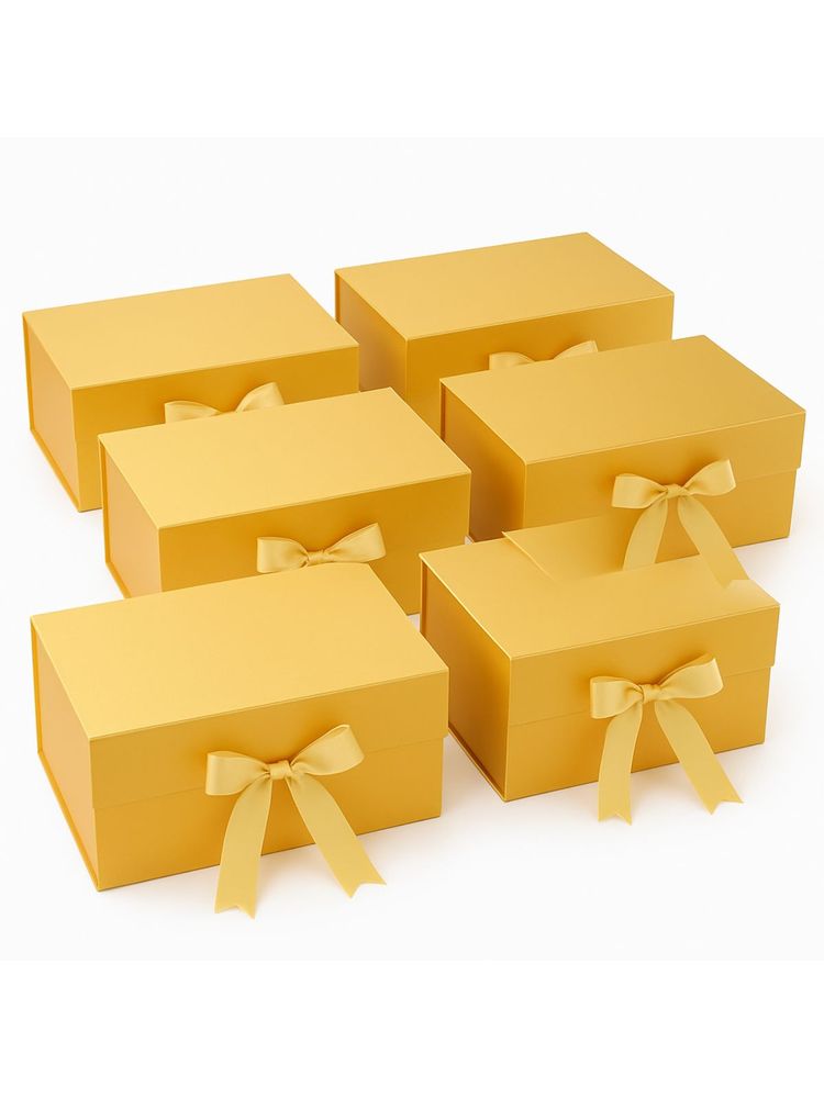 Awestuffs Gold Gift Box Elegant Folding Gift Boxes with Ribbon (Pack Of 6)-picture-25