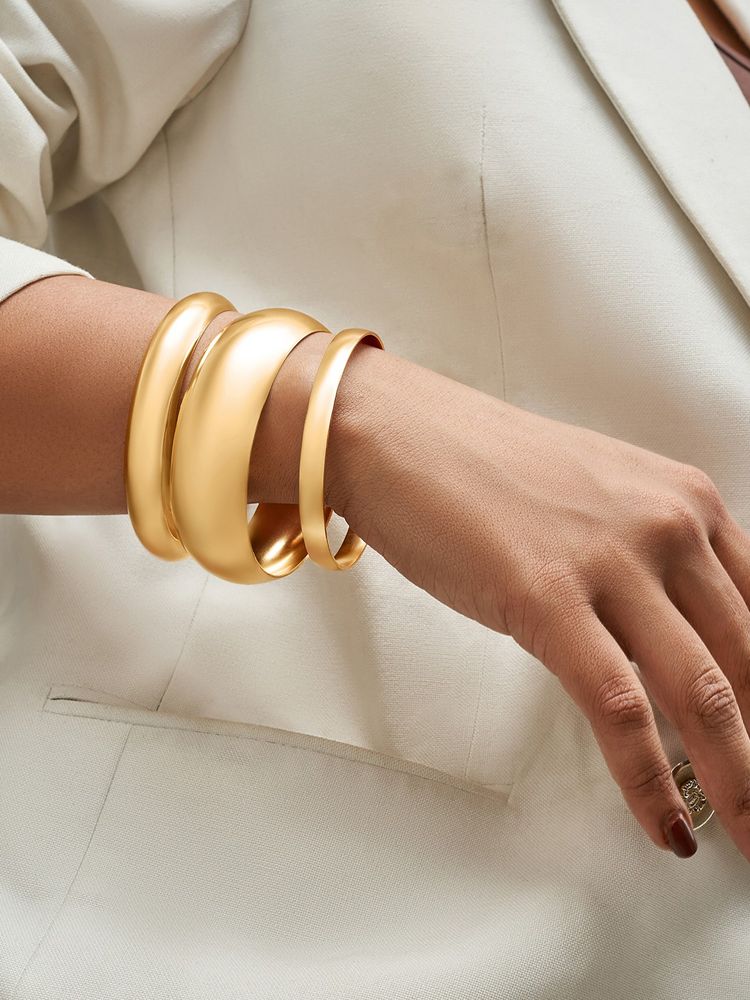 Joker & Witch Moon Melt Gold Chunky Bangles (Pack Of 3)-picture-25