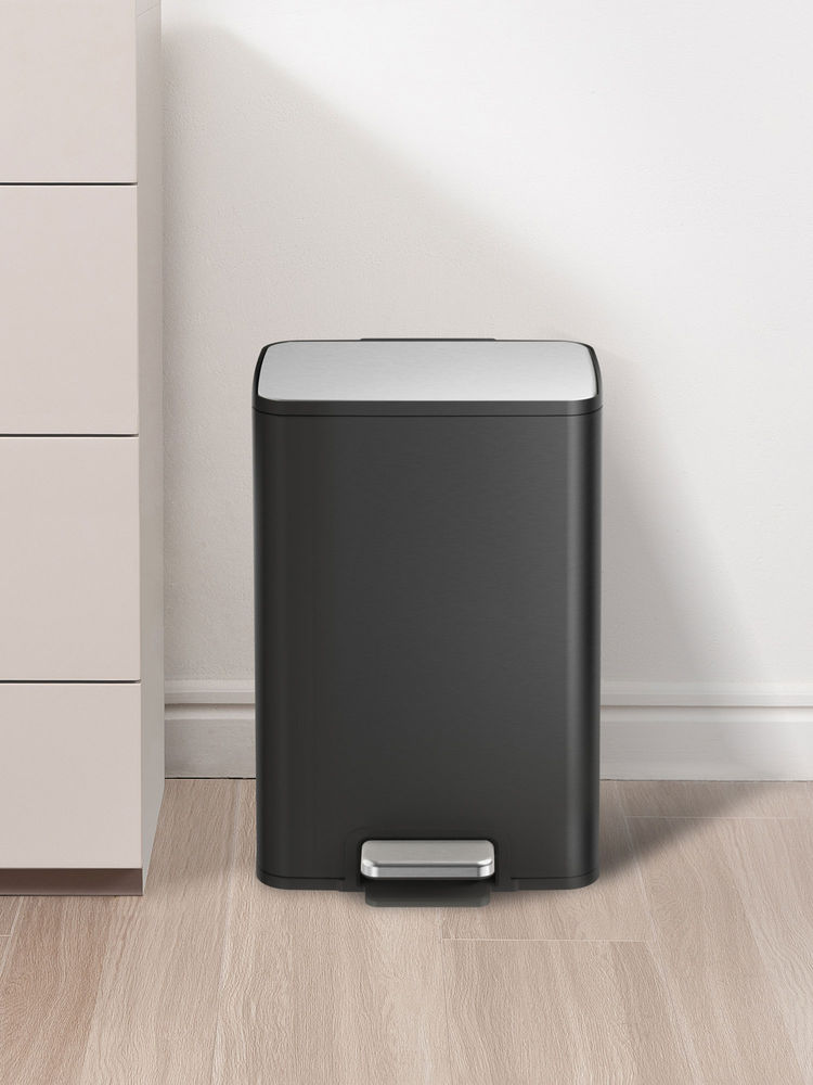 OBSESSIONS Stainless Steel Step Dustbin with Liner, 11 Litres, Black-picture-11