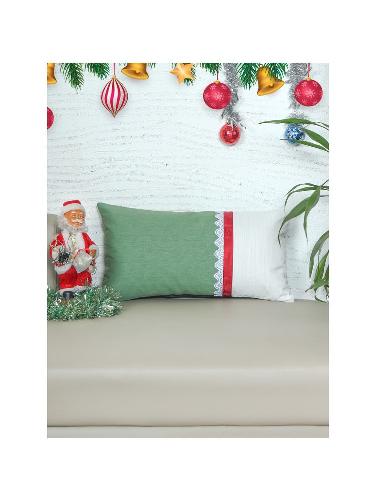 Zeba World Christmas Polycanvas Cushion Cover Patchwork with Laces Multicolor (12x22in)-image-17