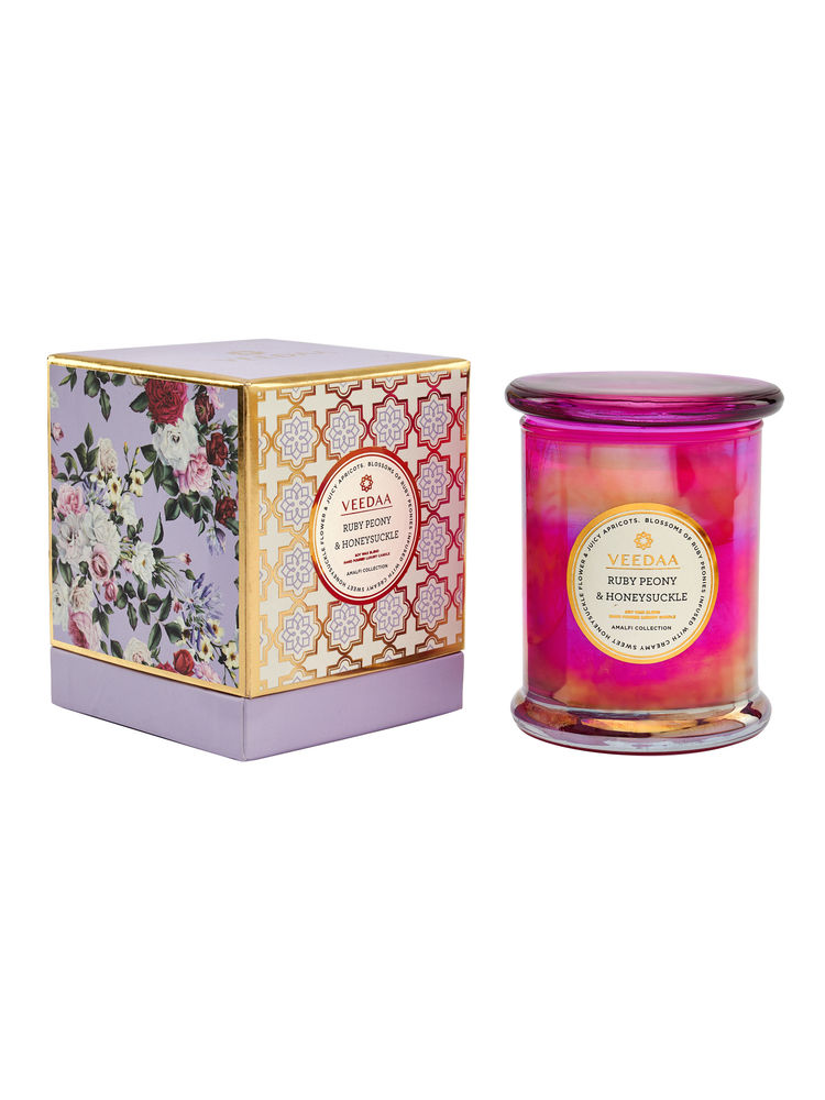 Veedaa Ruby Peony & Honeysuckle Danube Glass Scented Candle-image-15