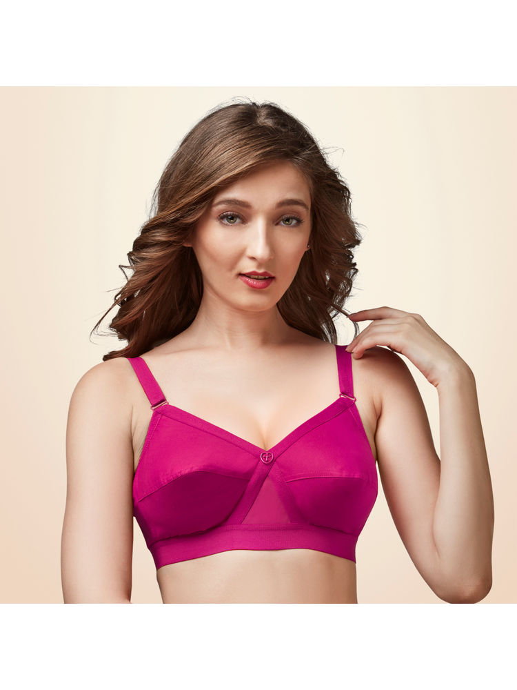 Trylo Krutika Plain Cotton Fabric Opulent Full Cup Bra - Raspberry-picture-14