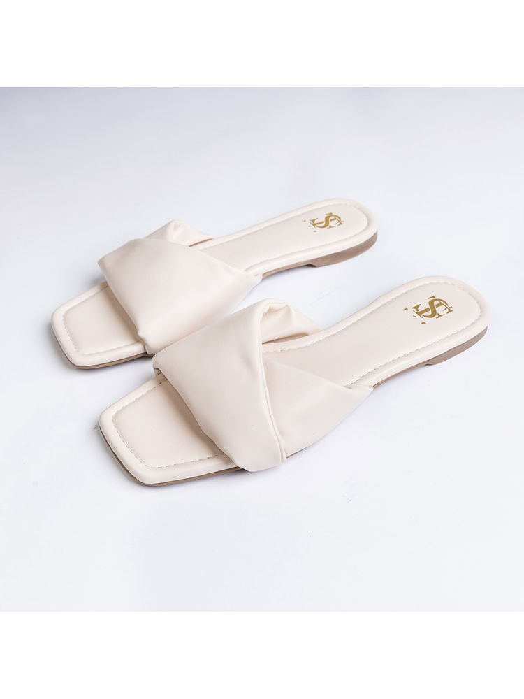 Shoe that fits you Bianca Solid Beige Twisted Sliders-picture-12