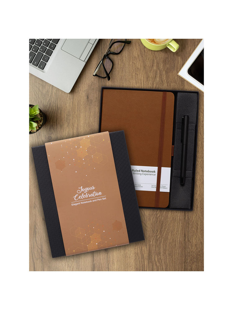 Doodle Collection Brown A5 Pu Leather Notebook & Pen Gift Set-picture-12