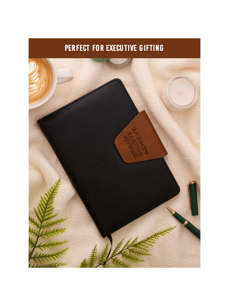 Doodle Collection A5 Leather Notebook, 160 Pages - Black-image-4