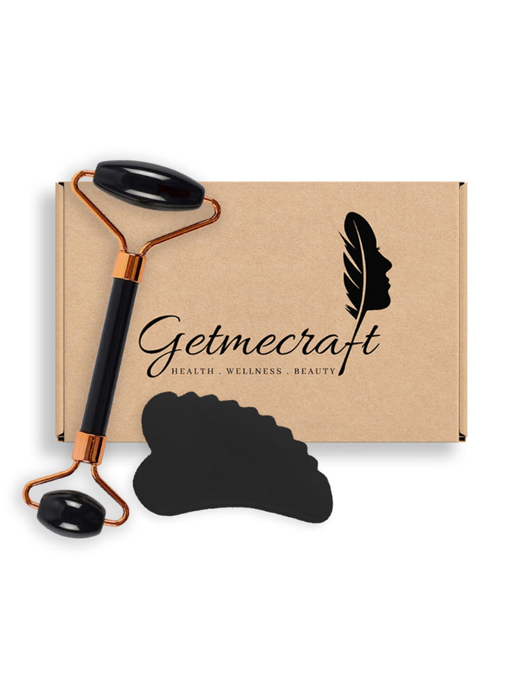 Getmecraft Black Obsidian Facial Roller And Comb Edge Gua Sha Massage Tool Set-picture-30