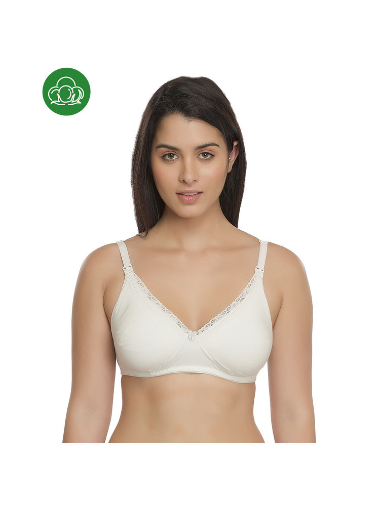 Inner Sense Organic Antimicrobial Laced Soft Nursing Bra - White