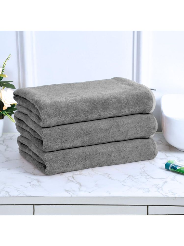 Black Gold Bath Towels 400 Gsm Lightweight Ultra-Soft Plain Grey (Pack Of 3)-image-26