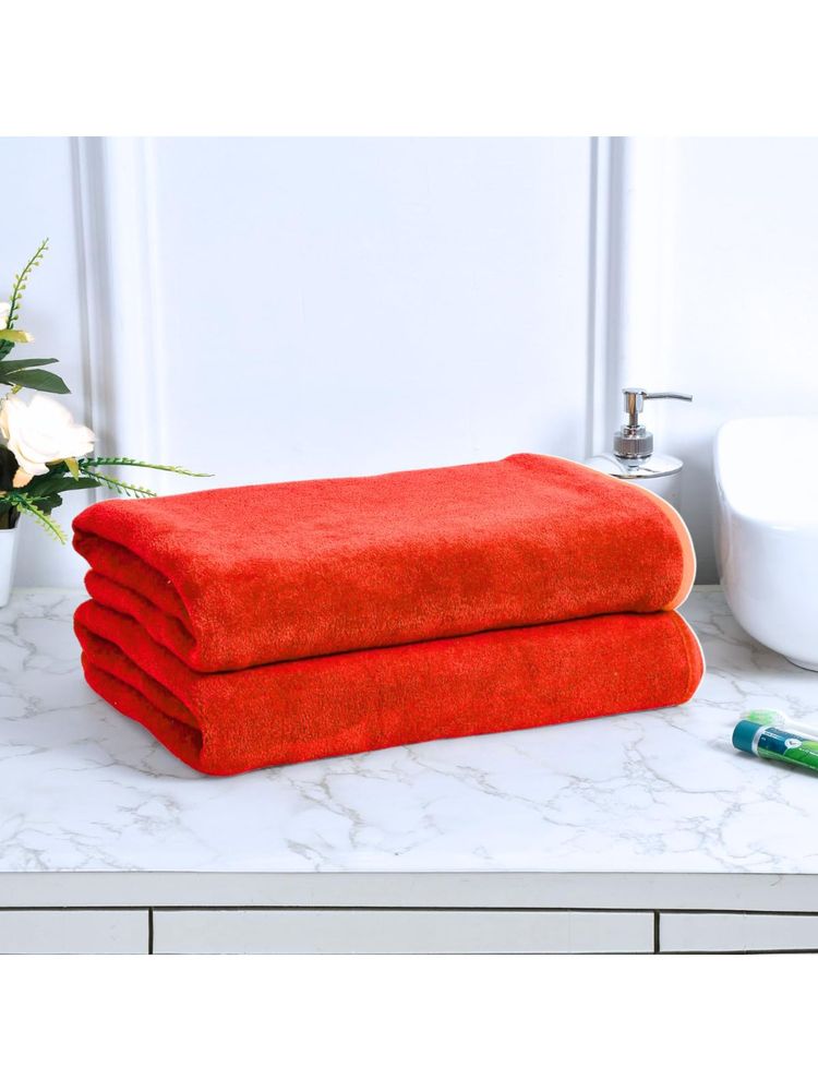 Black Gold Bath Towels 400 Gsm Lightweight Ultra-Soft Plain Red (Pack Of 2)-image-37