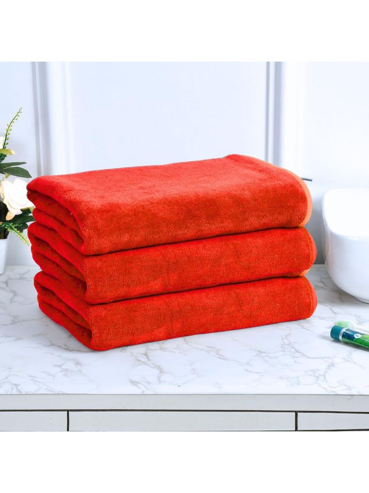 Black Gold Bath Towels 400 Gsm Lightweight Ultra-Soft Plain Red (Pack Of 3)-image-35