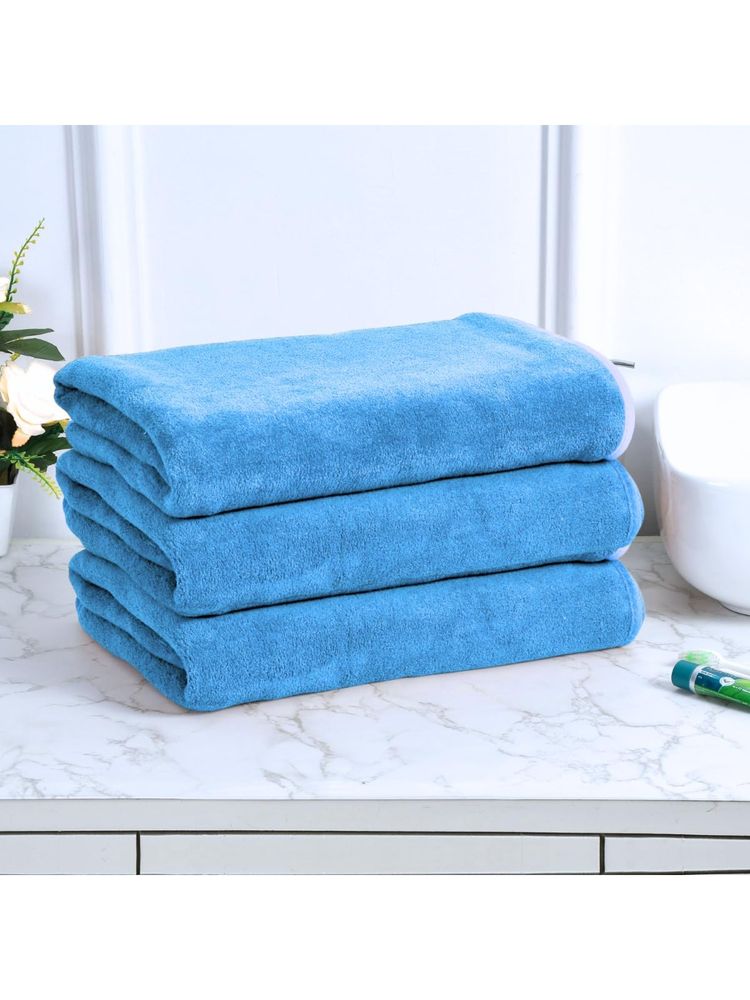 Black Gold Bath Towels 400 Gsm Lightweight Ultra-Soft Plain Sky Blue (Pack Of 3)-picture-25