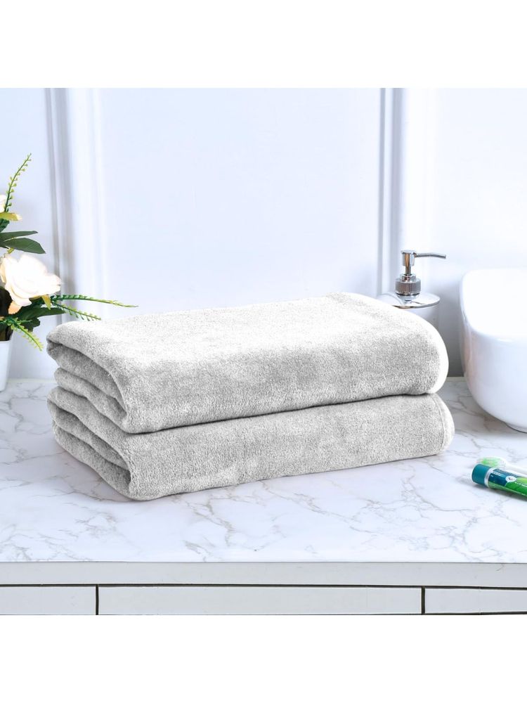 Black Gold Bath Towels 400 Gsm Lightweight Ultra-Soft Plain White (Pack Of 2)-image-2