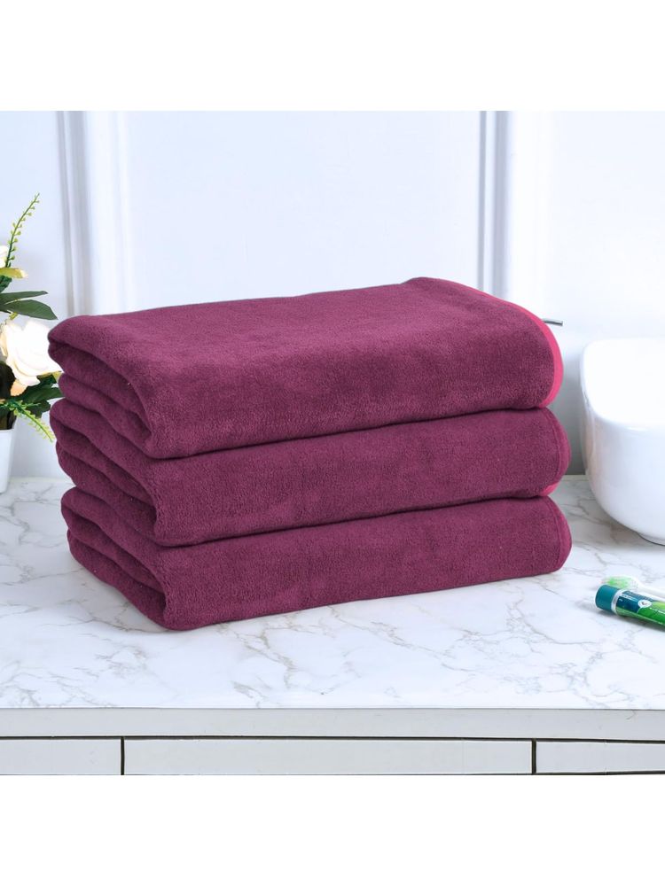 Black Gold Bath Towels 400 Gsm Lightweight Ultra-Soft Plain Wine (Pack Of 3)-image-10
