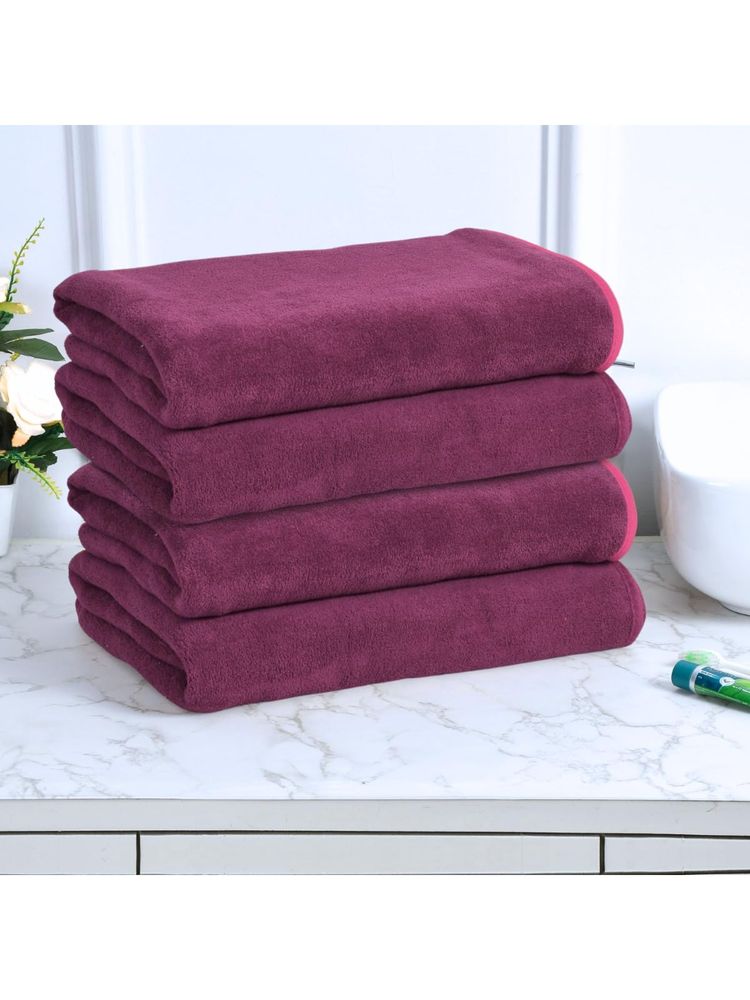 Black Gold Bath Towels 400 Gsm Lightweight Ultra-Soft Plain Wine (Pack Of 4)-image-11