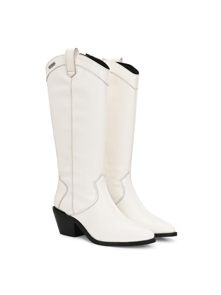 Delize Women White Vegan Leather Casual Boots-picture-15