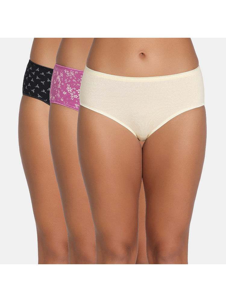 Zivame Multicolor Low Rise Full Coverage Hipster Panty (Pack Of 3)-picture-32