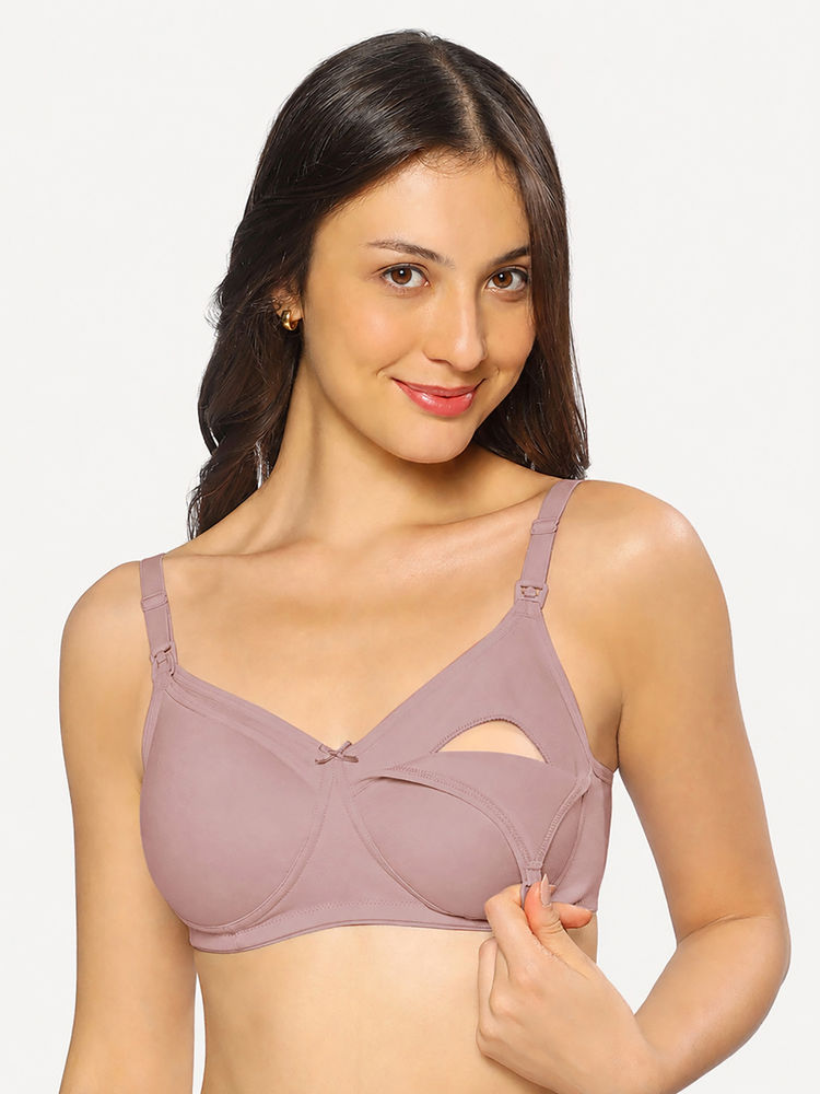 MomToBe Women's Cotton Mauve Full Cup Non-Padded Feeding Bra/Nursing Bra-picture-16