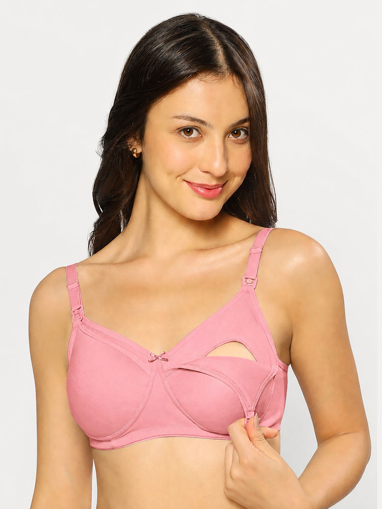 MomToBe Women's Cotton Pink Full Cup Non-Padded Feeding Bra/Nursing Bra-image-49